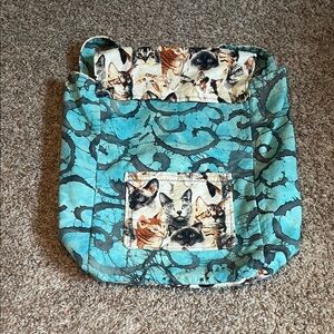 Handmade one a kind cloth cat and abstract print backpack